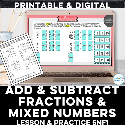 Add and Subtract Mixed Numbers 5NF1 Resource
